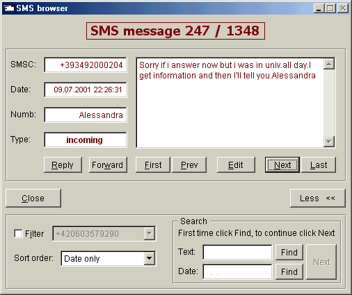 SMS browser